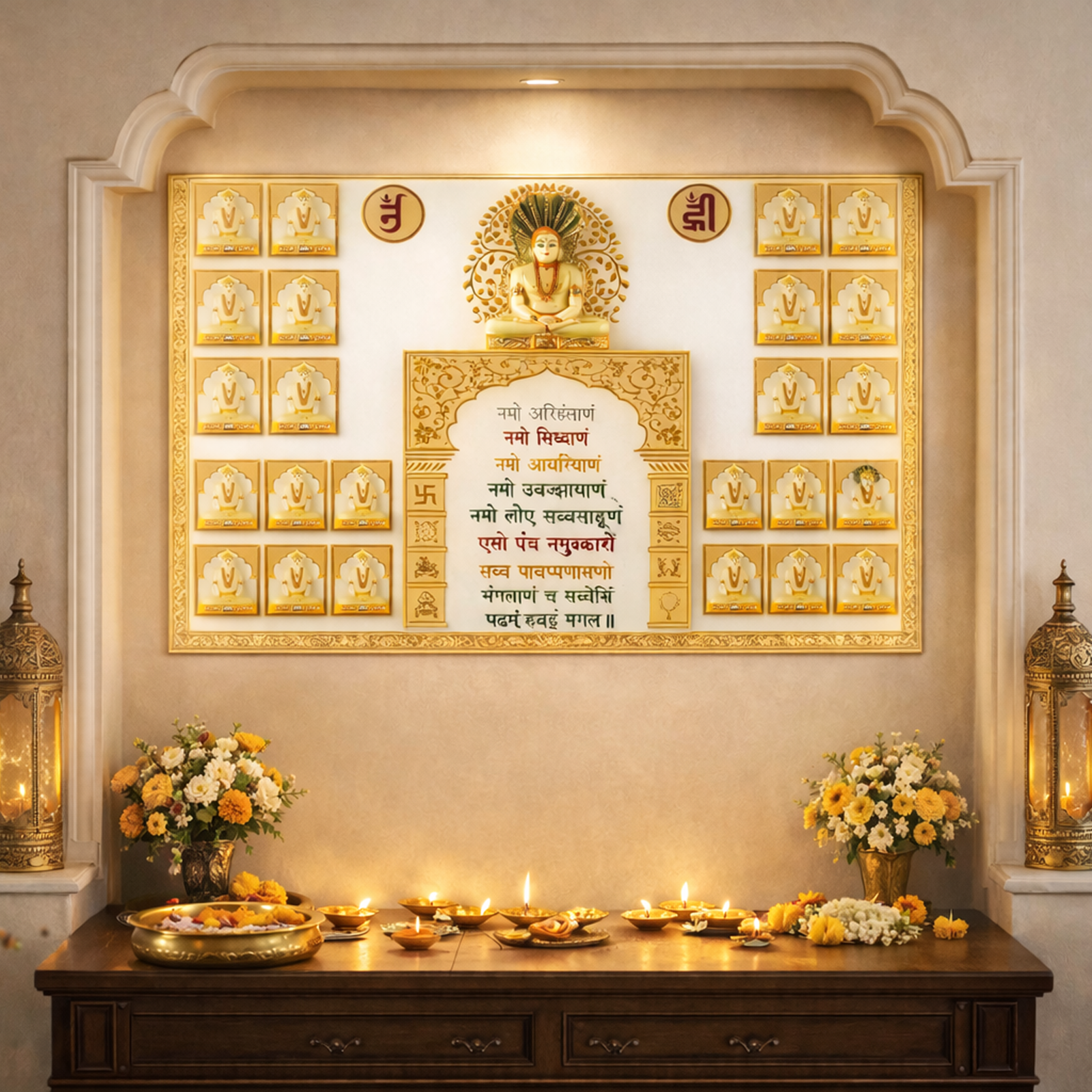 24 Tirthankar Panel with Navkar Mantra: A Symbol of Jain Spirituality & Art